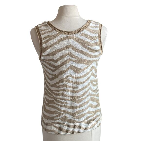 LOU & GREY Zebra Print Tank Womens Sz Small Tan Cream Coastal - Picture 5 of 6